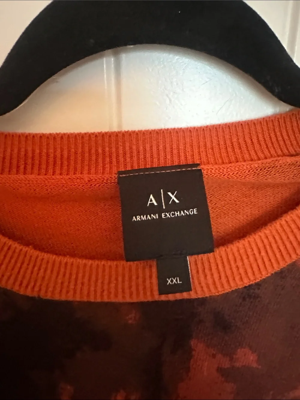 A/X Armani Exchange Orange & Black Tie-Dye Crewneck